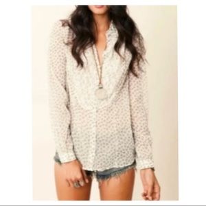 Free People All The Glitters floral sheer blouse Size S